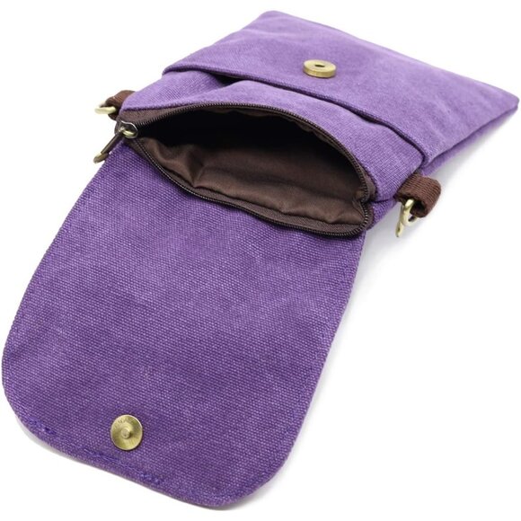 Women's Purple Vintage Embroidered Cute Mini Cross Body Bag Small Handbags - Picture 6 of 6